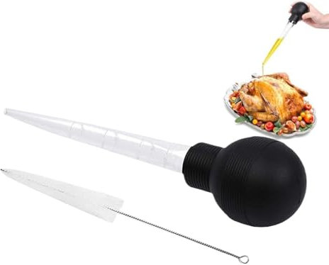 Turkey Baster Cooking, Food Injector with Cleaning Brush, 26.9x6.3x7.3 inches Heat Resistant Basting Syringe Juices Butter Marinades, Kitchen Accessories for Meat Roasting Grilling