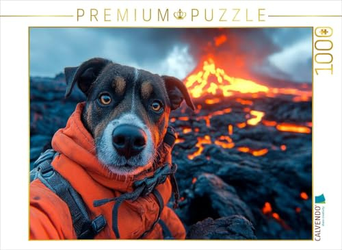 CALVENDO - Puzzle Feuerfest auf Vier Pfoten | 1000 Teile Lege-Größe 64x48cm Foto-Puzzle für glückliche Stunden: Hund auf Abenteuerreise