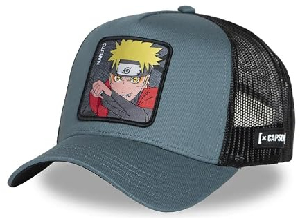 Capslab Trucker Cap Naruto Uzumaki NS5 Sen | Unisex, Atmungsaktiver Trucker-Stil, Gebogene Schirmkappe, Snapback-Verschluss, für Erwachsene | Herren- und Damenkappe Blau und Schwarz
