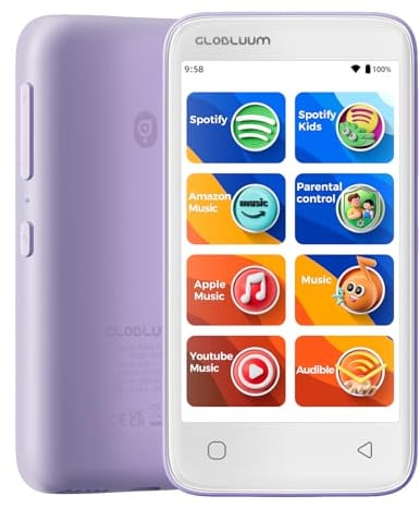 MP3-Player für Kinder, Kindersicherung, 16GB, unterstützt Spotify und Audible, Bluetooth und WLAN (Lavendel)