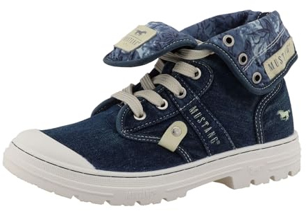 MUSTANG Damen Stiefelette Profilsohle Faltbarer Schaft 26M0742006, Größe:39 EU, Farbe:Blau