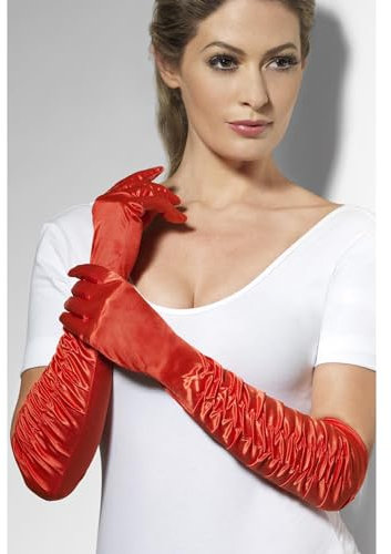 Smiffys Temptress Gloves, Red Long, Fever Gloves Fancy Dress, Fever Dress Up Accessories