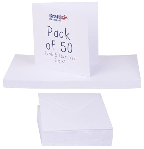 Craft UK 599, 50 weiße Karten & Umschläge 6 x 6, Karte, 60 x 91 x 3,81 cm