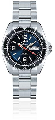 CHRIS BENZ ONE Medium 200M Taucheruhr mit Metallband, Tiefseeblau, schwarze Lünette