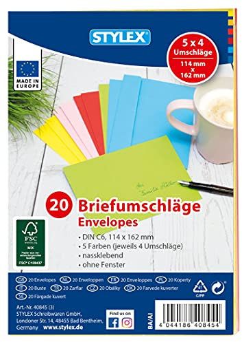 Briefumschläge, 20er Packung, C6, 114 x 162 mm