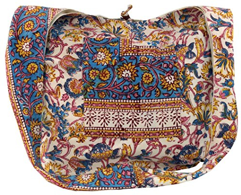 GURU SHOP Sadhu Bag, Umhängetasche, Blockdruck Hippie Schultertasche, Schulterbeutel, Einkaufstasche, Unisex - Erwachsene, Blau, Baumwolle, 35x49x30 cm