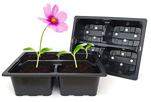 Elixir Gardens 50 x 4 Cell Reusable Seedling Germination Starter Bedding Plant Pack Inserts for Half Size Tray Propagator