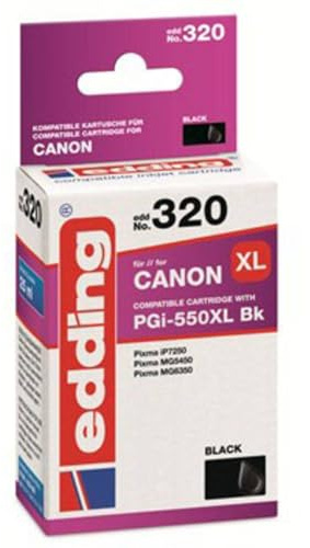 edding Druckerpatrone EDD-320 - Einzelpatrone - Text-Schwarz - 25 ml - Reichweite 500 Seiten - Ersetzt Canon PGI-550XL