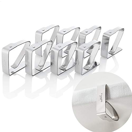 Kerafactum Tischtuchklammer Tischtuch Klammer Tischdeckenklammer | aus Edelstahl Decken Klammer zum Befestigen der Tischdecke | Deckenklammer Tuchklammer Klemme Klemmen | Silber 5 x 4 cm 8 Stück