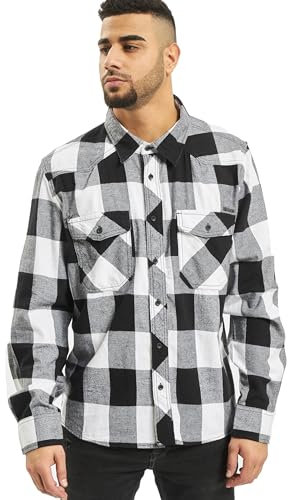 Brandit Check Shirt Long Sleeve, Farbe: white/black, Größe: 3XL