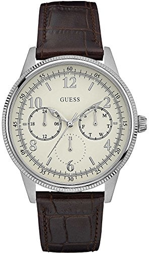 Guess Herren Analog Quarz Uhr mit Leder Armband W0863G1