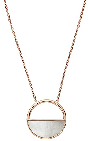 Skagen Damen Edelstahl Halskette mit Karabinerverschluss, Rose Gold, Perlmutt