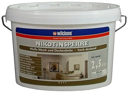 Wilckens Nikotinsperre Isolierfarbe inkl. 4x 5m Abdeckfolie (Nikotinsperre 2,5 Liter)