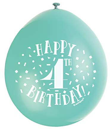 Happy 4th Birthday Assorted Colors Latex Balloons (22cm) Pack of 10 - Festive & Fun Party Decorations