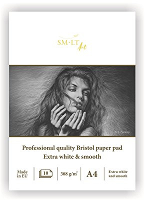 smlt PS-10 (308)/Pro Line A4 Bristol Bloc de papier pour professionnel, 308 GSM, ultra blanc lisse et papier, 10 feuilles