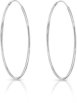 DTPsilver® 925 Sterling Silber Creolen Ohrringe - Klein/Mittelgroße/Groß - Dicke 1.2 mm - Durchmesser: 60 mm