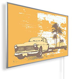 Könighaus 1000W Infrarotheizung mit Bild in HD Qualität - inkl. Thermostat - TÜV SÜD + 5 Jahre Garantie - Doppelter Überhitzungsschutz - Infrarot Wandheizung - Motiv: 162. Cuba Auto