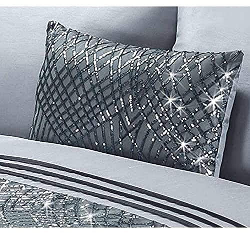 Rapport Home Silver Sparkly Filled Cushion Boudoir (30 x 50cm)