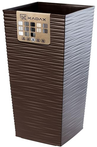 KADAX Pflanzkübel mit Innentopf, Höhe 57cm, Mokka – Wetterfester Blumentopf für Innen & Außen, ideal für Garten, Balkon & Terrasse, zum Bepflanzen, Dekorieren und als stilvoller Übertopf