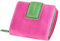 MIKA 42184 - Damengeldbörse aus Echt Leder, Portemonnaie im Hochformat, Geldbeutel mit 9 Kartenfächer, 2 Einschubfächer, 2 Scheinfächer und Münzfächer, Brieftasche in pink/grün, ca. 9 x 10,5 x 3 cm