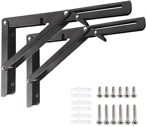 Klappkonsole Schwerlast 300mm, 2 Stück Metall Klappkonsolen Klappkonsole tisch Klappregalhalterungen Klappträger für Bänke und Regale Platzsparende DIY-Halterung, Tragkraft: 80kg