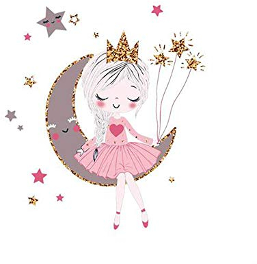 Goldkindzauber DIY Aufbuegler Patch Sticker Applikation Prinzessin Mond Herz Sterne Niedlich Aufnaeher Kleidung Patches Zum Aufbügeln
