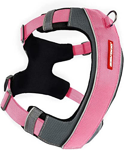 EzyDog No-Pull Hundegeschirr für Mittelgroße und Große Hunde, X-Link Anti Zug Geschirr Hund Verstellbar, Reflektierendes, Größenverstellbar, Brustgeschirr Gepolstert (M, Rosa)