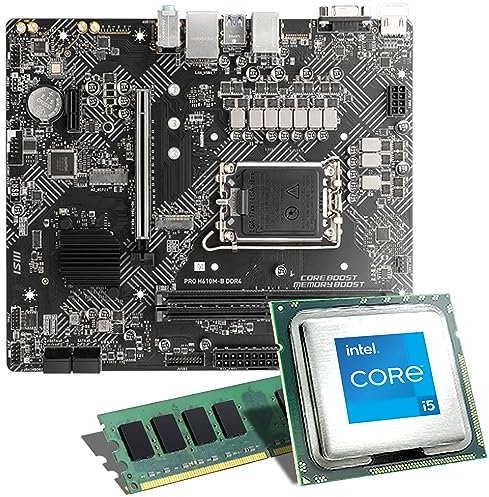 Mainboard Bundle | Intel Core i5-12400 6x2500 MHz, MSI PRO H610M-E DDR4, 8 GB DDR4-RAM, UHD Graphics 730, 1x M.2 Port, 4X SATA 6Gb/s, USB 3.2 Gen1 | Tuning Kit | CSL PC Aufrüstkit