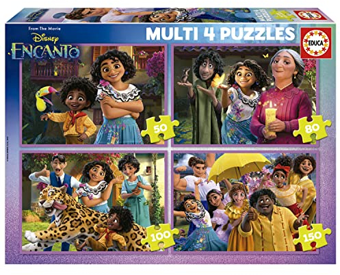 Educa - Puzzleset mit 50/80/100/150 Teilen | Disney Encanto, 4in1, Puzzle für Kinder ab 5 Jahren (19581)
