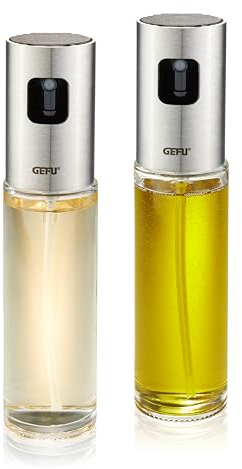 GEFU Essig- & Öl-Sprüher NEVA, 2er Set – Sprühflaschen für Speiseöl, präzises Dosieren für fettarmes Kochen, 100 ml, für Heißluftfritteuse