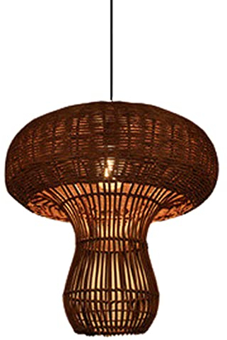 YHQSYKS Handgewebte Rattan-Pendelleuchte, Rattan-Korb-Leuchte, beige Bambus-Pilz-Kronleuchter für Kücheninsel, Wohnzimmer, Esszimmer, rustikales Bauernhaus, hängende Deckenleuchte