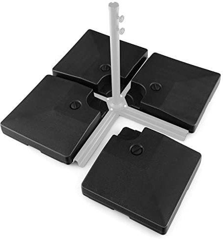 COSTWAY Lot de 4 Dalle Parasol Déporté, Lestage Poids Parasol Carré en HDPE à Remplir 20L d'eau ou 27Kg de Sable, Base pour Parasol avec Poignée, Rond, Protection UV, 102 x 102 x 12 cm