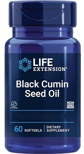 Life Extension, Black Cumin Seed Oil (Aceite de Semilla de Comino Negro), 500mg, 60 Cápsulas blandas, Testado en Laboratorio, Sin Gluten, Sin Soja, No OGM