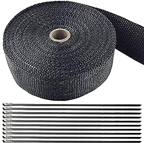 Bande Thermique Échappement Moto 5M,Foneso Bande Thermique Echappement avec 10 Noir Collier de Serrage Inox,Ruban Echappement Utilisé pour de Collecteur d'échappement de Moto