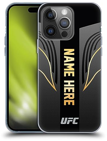 Head Case Designs Offizielle Personalisierte Individuelle UFC Schwarz Gold Trikot Fight Night Set Gel Handyhülle Hülle [Militärischer Schutzgrad] Kompatibel mit Apple iPhone 14 Pro