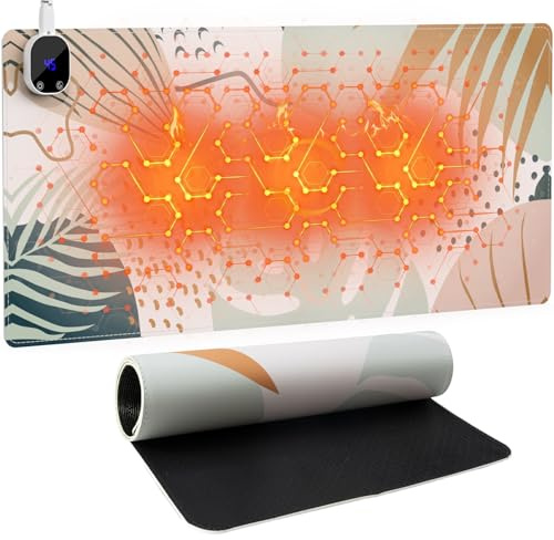 iLeadon Tapis de souris chauffant avec 3 niveaux de chauffage et 3 niveaux d'arrêt automatique, grand tapis de bureau sûr pour la maison, le bureau, le travail à la maison, le bureau, les plantes