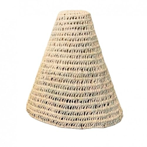 Suspension luminaire cône en Feuilles de Palmier - Abat-jour cône naturel - 50 x 40 cm - artisanat marocain - Couleur Naturel