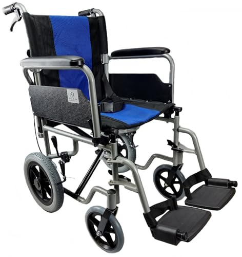 Free to Be Lightweight Aluminium Folding Wheelchair Transport Silver | Lift up arms Attendant Brake Travel Wheelchairs Mobility Equipment