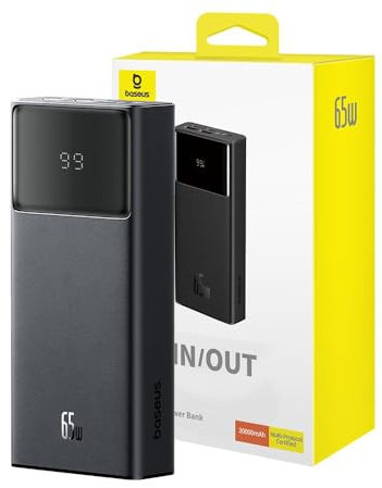 Power Bank Baseus Star-Lord, 20000mAh 65W USB - USB-C Cable (White)