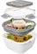 Greentainer Lunchbox Auslaufsichere Bento Box mit 1 Gabel, Salatbehälter mit Dressingbehälter, 3 Fächer Salatbox-to-go für Schule,Arbeit,Picknick, Reisen,Camping (Weiß, 1700ML)
