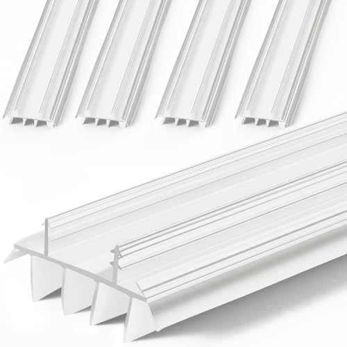 Pushglossy 4 Pcs Replacement Door Bottom with Vinyl Fins 36 Long 1 3/4 Wide Threshold Seal Bottom of Door Weatherstrip Kerf Weather Stripping for 7/8 Between Barbs (White)