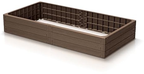 Garden Raised Grow Beds -STRONG- Rectangle Square Hex Vegetable Herb BOX Planter Trough (Brown, Rectangle 75cm x 150cm)