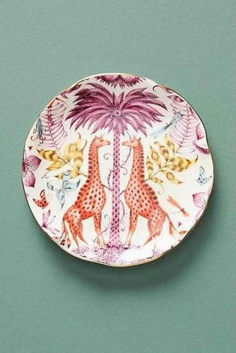 KUCOON Piatto per gingilli Vassoio dipinto a mano con animali della foresta per decorazioni per la casa Piatti in ceramica Posizionamento di hotel di lusso piatto carino
