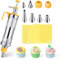 Seringue à GâTeaux,Kit Patisserie pour Cupcakes,Accessoires Pour GâTeaux Avec Douilles En Acier Inoxydable,Seringue à Patisserie Avec 6 Douilles,Seringue à GâTeaux Professionnelle Pour Pâtisseries