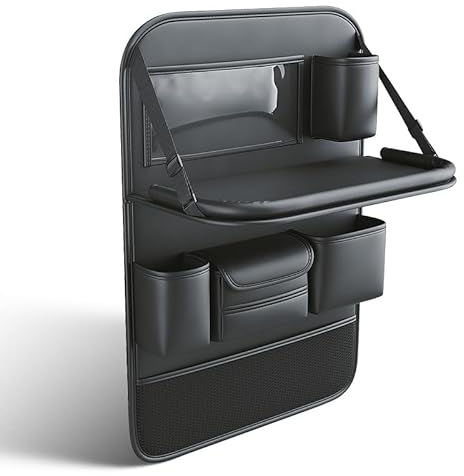 RiRaku Auto Wasserdicht Rücksitz-Organizer, Auto Rückenlehne Schutz Hängende Multi Pocket Organisator mit Klapptisch, für BMW Serie 2 Series 2er U06 Active Tourer 2021-2025,A Black