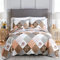WONGS BEDDING Tagesdecke 220x240 Khaki Braun Patchwork Bettüberwurf Gesteppt Bedspreads Blumen Muster Steppdecke Mikrofaser kariertem Tagesdecke mit 2 Kissenbezug 48x75