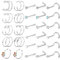 Dochais 36 Stück Nasenstecker L Form, Nasenstecker Edelstahl, Nasenring Silber, Nasenpiercing Stecker Klein, Nasenring Piercing Set, Nasenringe Hoop Septum Ringe für Frauen Männer 20G