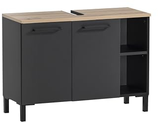 Schildmeyer Malte 156208 Meuble sous-Vasque Noir Mat/décor chêne Artisan 79,8 x 32 x 58,3 cm