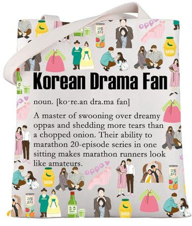 MYSOMY Korean Drama Fan Definition Canvas Tote Bag K-Drama Fan Geschenk Korean Style K-Drama Umhängetasche, Kdrama Fan Tb, 13.7inch*15inch