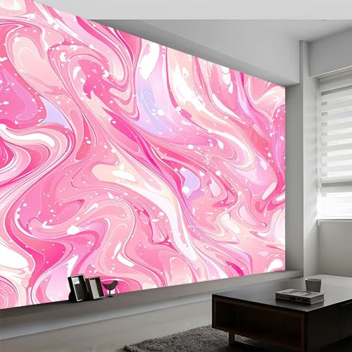 3D Tapete Abstrakte Kunst Luxus Marmor Fototapete, 400 x 280 cm (WxH) Wandbild Wandtapete Dekorationen, für Wohnzimmer Schlafzimmer Büro, Flur, Rosa Vlies Tapete Wanddeko
